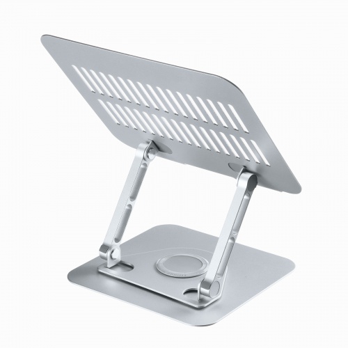 タブレットスタンド（回転・折りたたみ・アルミ製・無段階・角度調整・2関節・スマートフォンスタンド・Switch・シルバー）