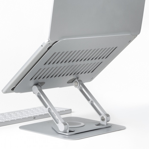 タブレットスタンド（回転・折りたたみ・アルミ製・無段階・角度調整・2関節・スマートフォンスタンド・Switch・シルバー）