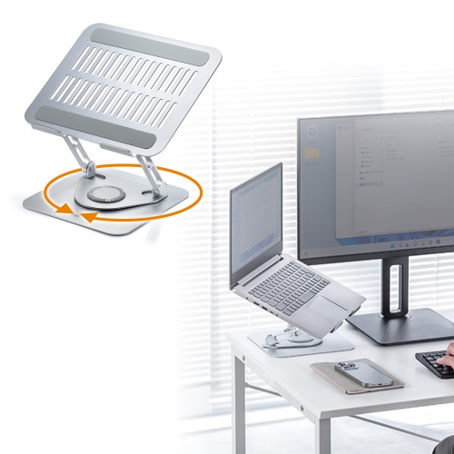 タブレットスタンド（回転・折りたたみ・アルミ製・無段階・角度調整・2関節・スマートフォンスタンド・Switch・シルバー）