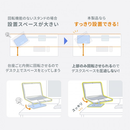 タブレットスタンド（回転・折りたたみ・アルミ製・無段階・角度調整・2関節・スマートフォンスタンド・Switch・シルバー）