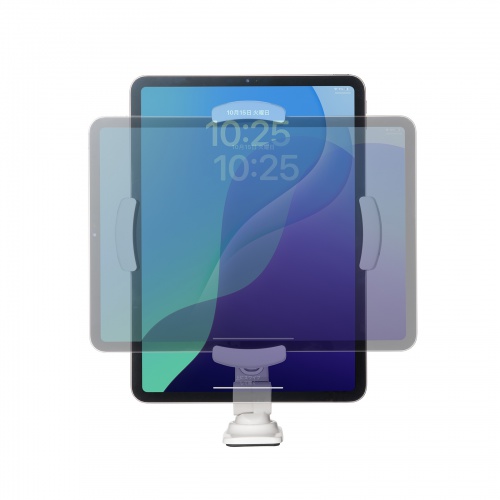 タブレットアームスタンド（クランプ固定・2関節・無段階・角度調整・12.9インチ・360度回転・病院・ナースカート・店舗・ホワイト）