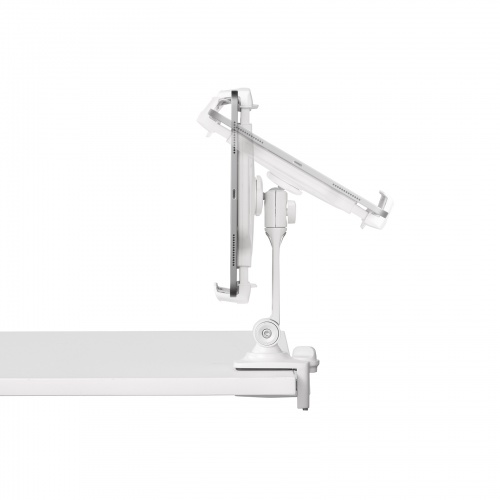 タブレットアームスタンド（クランプ固定・2関節・無段階・角度調整・12.9インチ・360度回転・病院・ナースカート・店舗・ホワイト）