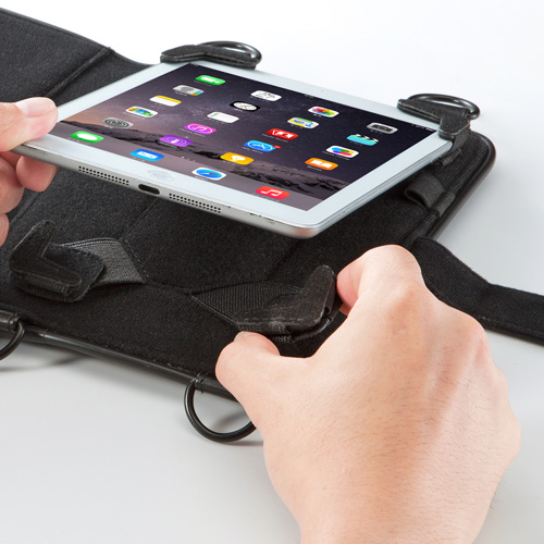 タブレットケース（耐衝撃タイプ・7～8型まで対応・ショルダーベルト付き・ブラック） PDA-TAB9SG サンワサプライ