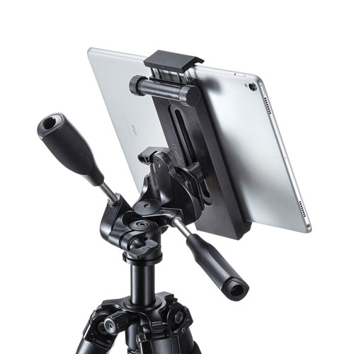 三脚ホルダー(タブレットホルダー・タブレットスタンド・三脚取付・3.5インチ~12.9インチ対応・ブラック)