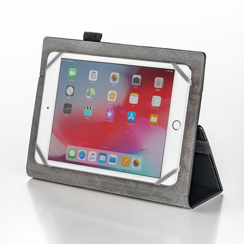 タブレットケース（汎用タイプ・8インチ・薄型・スタンド機能つき・ブラック）