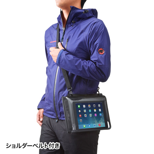 タブレット防水防塵ケース（スタンド・ショルダーベルト付き・10.1型・ブラック）