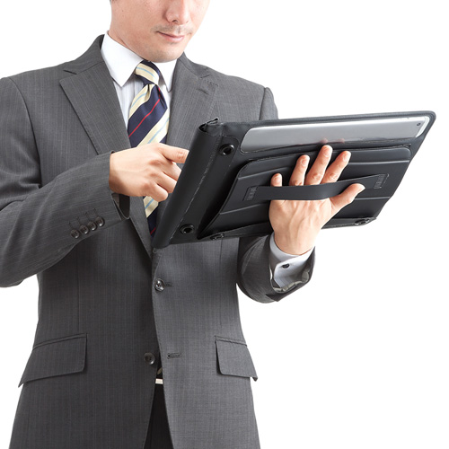 防水防塵タブレットケース（スタンド・ショルダーベルト付き・12.9インチ・ブラック） PDA-TABWPST12 サンワサプライ