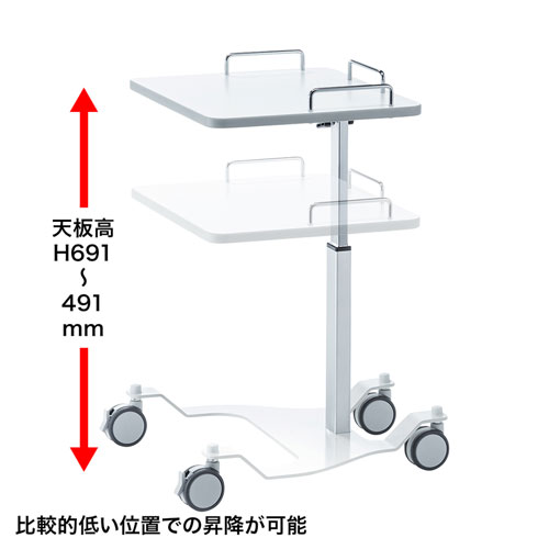 プロジェクター台（昇降可能・キャスターつき・短焦点・壁・ホワイト）
