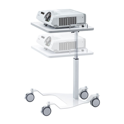 プロジェクター台（昇降可能・キャスターつき・短焦点・壁・ホワイト）