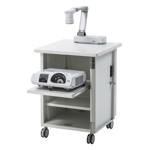 プロジェクター台(鍵付き・スライド棚・大型キャスター)