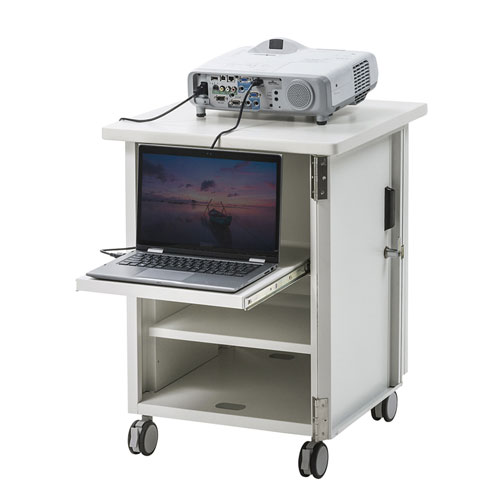 プロジェクター台(鍵付き・スライド棚・大型キャスター)