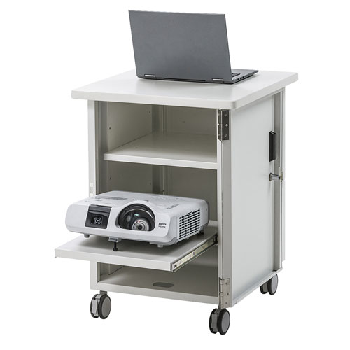 プロジェクター台(鍵付き・スライド棚・大型キャスター)