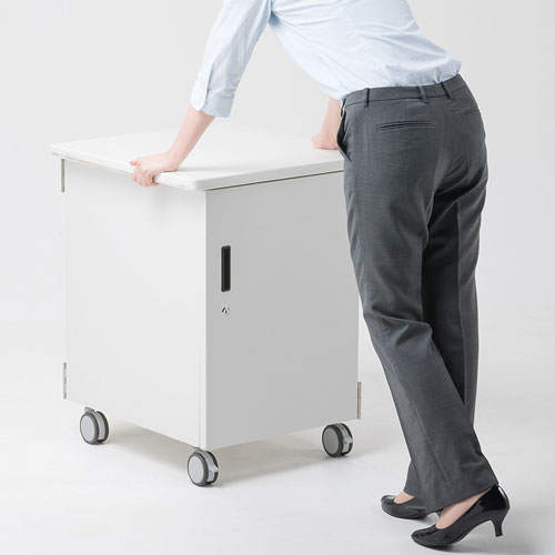 プロジェクター台(鍵付き・スライド棚・大型キャスター)