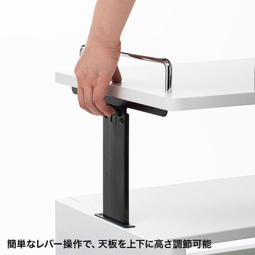 【アウトレット】プロジェクター台(上下昇降・高さ調節可能・コンパクト・トレイつき・中棚つき・キャスターつき)