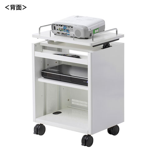 【アウトレット】プロジェクター台(上下昇降・高さ調節可能・コンパクト・トレイつき・中棚つき・キャスターつき)