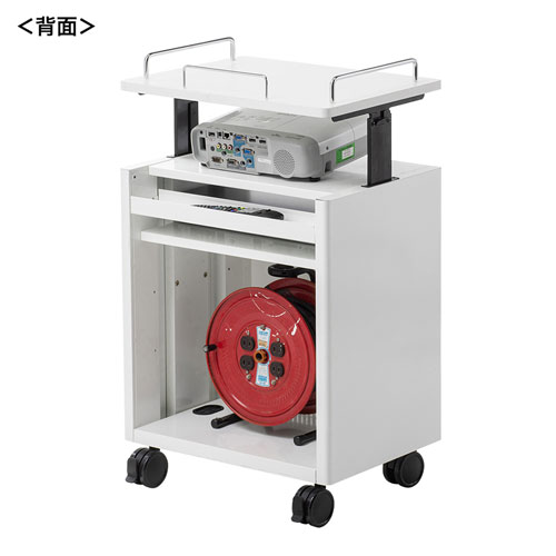 【アウトレット】プロジェクター台(上下昇降・高さ調節可能・コンパクト・トレイつき・中棚つき・キャスターつき)