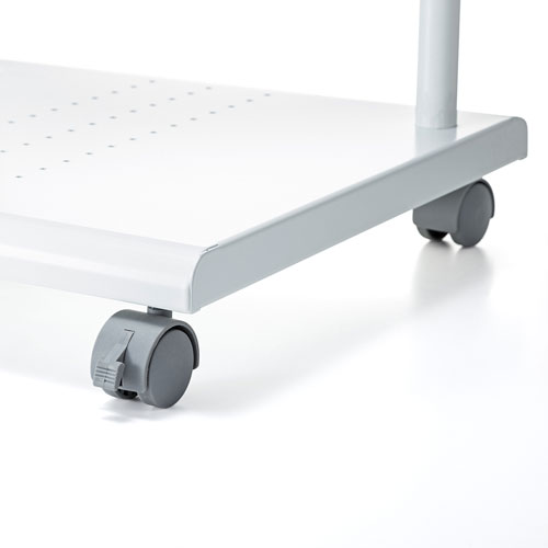 プロジェクター台(高さ調整・中棚/下棚・トレー・ケーブルフック付き・耐荷重15kg・デスク下)