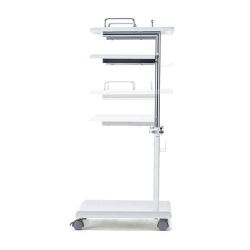 プロジェクター台(高さ調整・中棚/下棚・トレー・ケーブルフック付き・耐荷重15kg・デスク下)