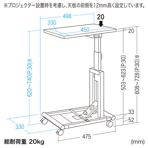 折りたたんで持ち運べるコンパクトタイプのプロジェクター台 PR-4