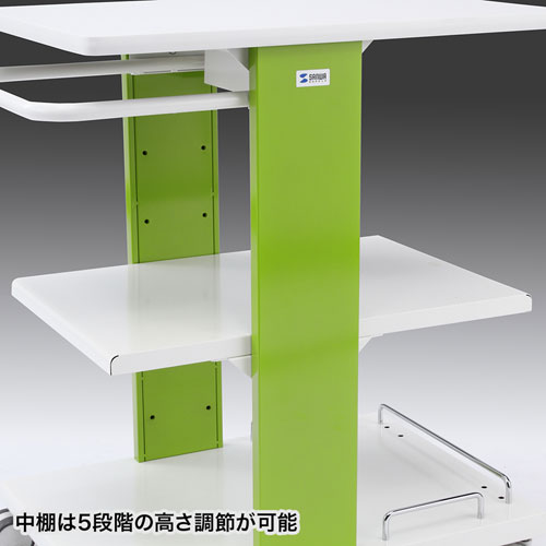 プロジェクターカート(移動可能・中棚高さ可変5段階)