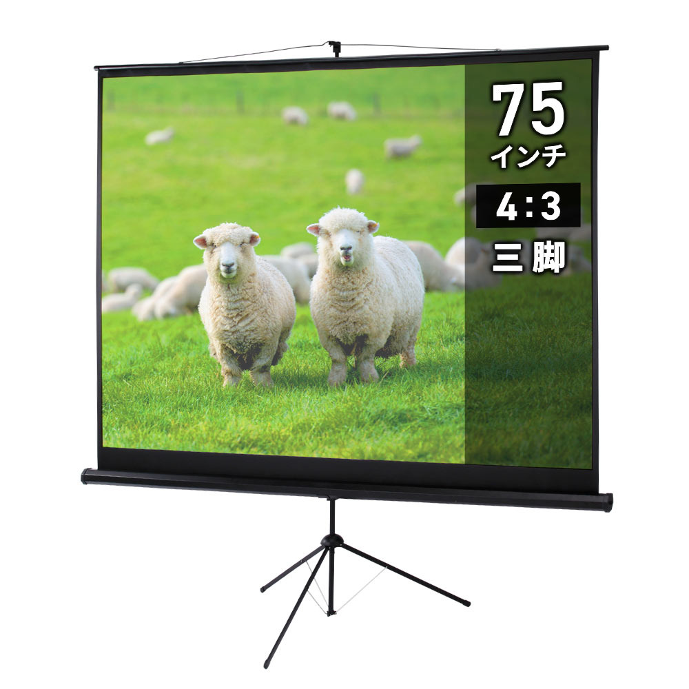 プロジェクタースクリーン （75インチ・自立式・三脚・スタンド