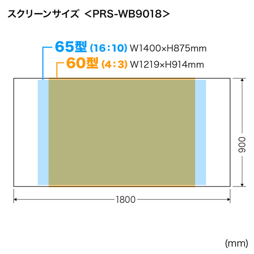 プロジェクタースクリーン 80インチ（超短焦点・短焦点・マグネット・黒板・固定・ロール式・収納・持ち運び・おすすめ）PRS-WB9018M