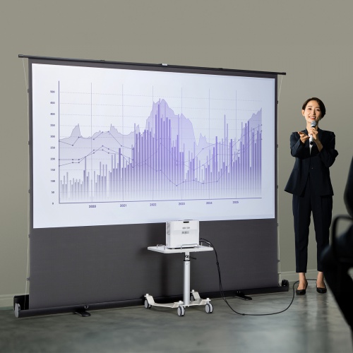 プロジェクタースクリーン（100インチ・自立式・超短焦点対応・床置き・パンタグラフ・16:9）