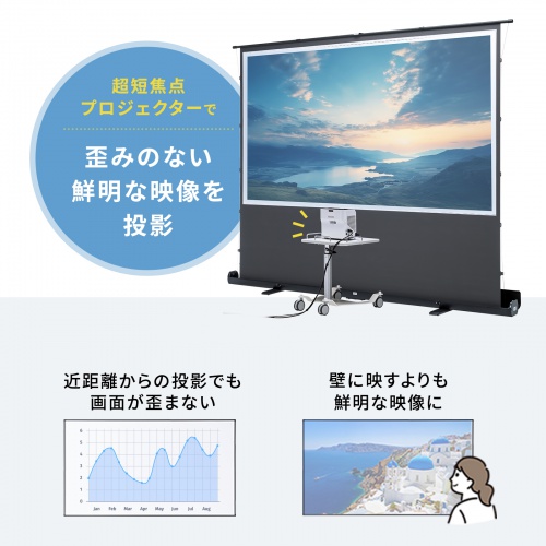 プロジェクタースクリーン（100インチ・自立式・超短焦点対応・床置き・パンタグラフ・16:9）