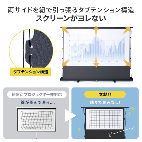 プロジェクタースクリーン（120インチ・自立式・超短焦点対応・床置き式・パンタグラフ・16：9・プレゼン・会議・映画）