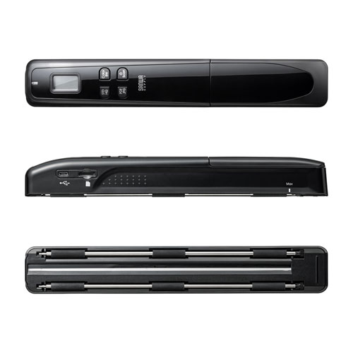 サンワサプライ ポータブルハンディスキャナ PSC-HS2BK PSC-HS2BK【ポータブルハンディスキャナ】ダブルローラーで安定