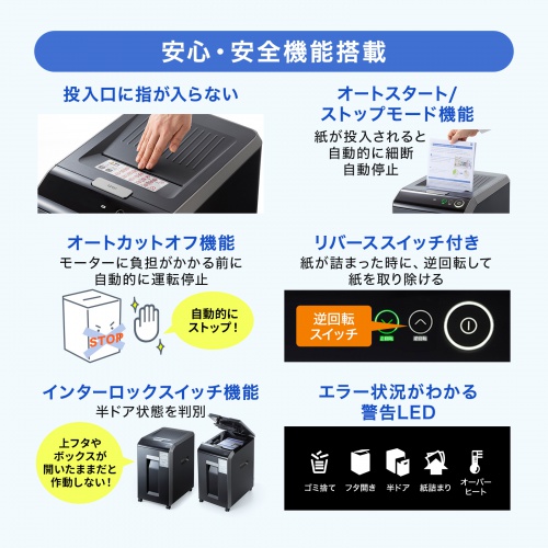 オートフィードシュレッダー（業務用・オートフィード・自動細断・最大200枚・ミニクロスカット・手差し細断・連続60分）PSD-C200AT
