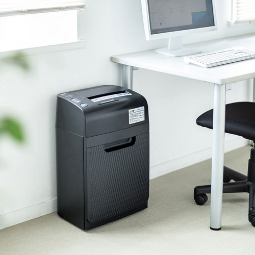 シュレッダー（業務用・電動・オートフィード・マイクロカット・A4・連続使用・DVD・CD対応・キャスター）PSD-MAF150 サンワサプライ