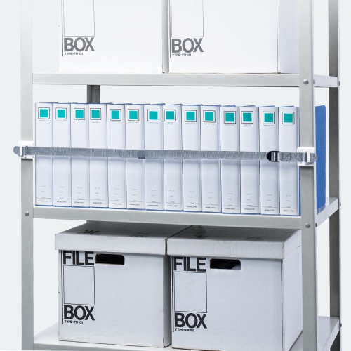 落下防止/棚落ち防止ベルト・ファイル落下防止・耐震グッズ・オープンラック向け・簡単取り付け・震度6強耐震試験済み・1m80cm）