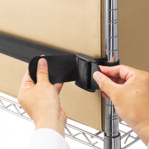 落下防止ベルト（落下ストッパー・オープン棚向け・巻き付け簡単設計・滑り止め加工・1.8m・ブラック）