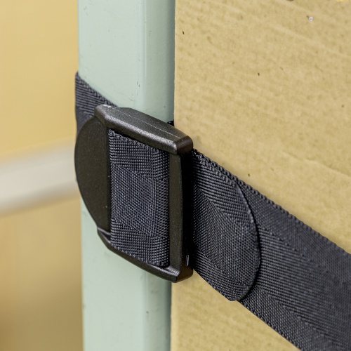 落下防止ベルト（落下ストッパー・オープン棚向け・巻き付け簡単設計・滑り止め加工・1.8m・ブラック）