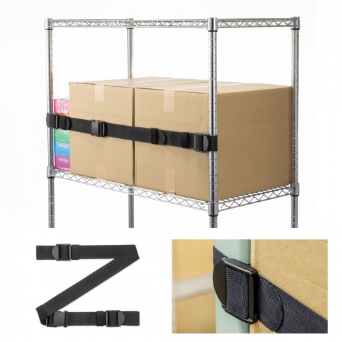 落下防止ベルト（落下ストッパー・オープン棚向け・巻き付け簡単設計・滑り止め加工・90cm・ブラック）