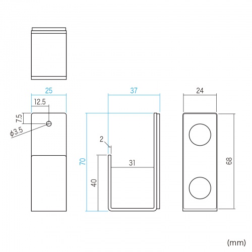 ケーブルフック（マグネット貼り付け・耐荷重2kg・スチール製・2個セット・ホワイト） RAC-CF3TW サンワサプライ