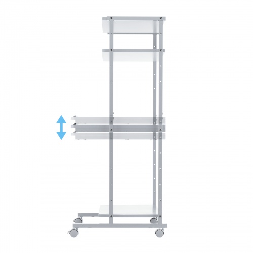 パソコンラック（チルト天板・5段階角度調整・幅65×奥行60×高さ140cm・キャスター付き）