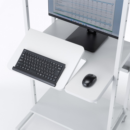 パソコンラック（チルト天板・5段階角度調整・幅65×奥行60×高さ140cm・キャスター付き）