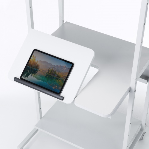 パソコンラック（チルト天板・5段階角度調整・幅65×奥行60×高さ140cm・キャスター付き）