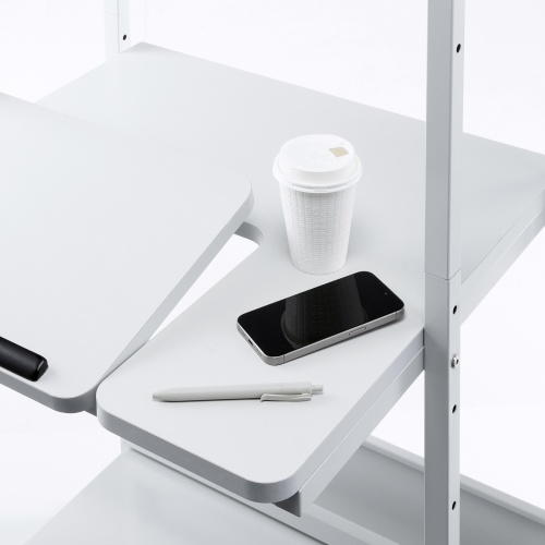 パソコンラック（チルト天板・5段階角度調整・幅65×奥行60×高さ140cm・キャスター付き）