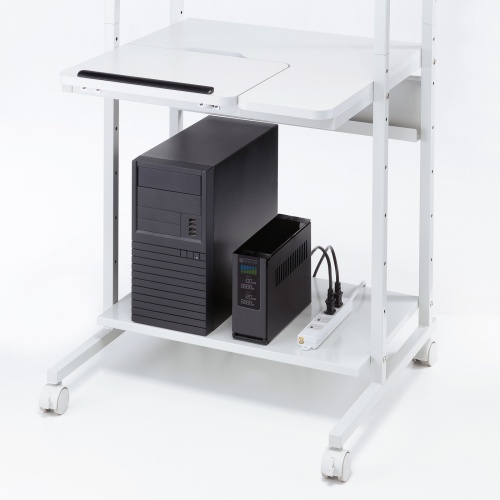 パソコンラック（チルト天板・5段階角度調整・幅65×奥行60×高さ140cm・キャスター付き）