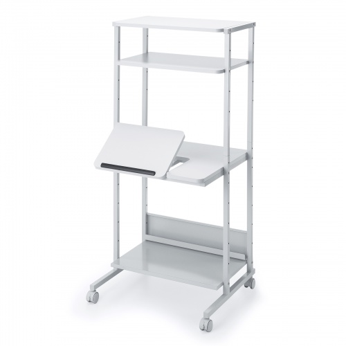 パソコンラック（チルト天板・5段階角度調整・幅65×奥行60×高さ140cm・キャスター付き）