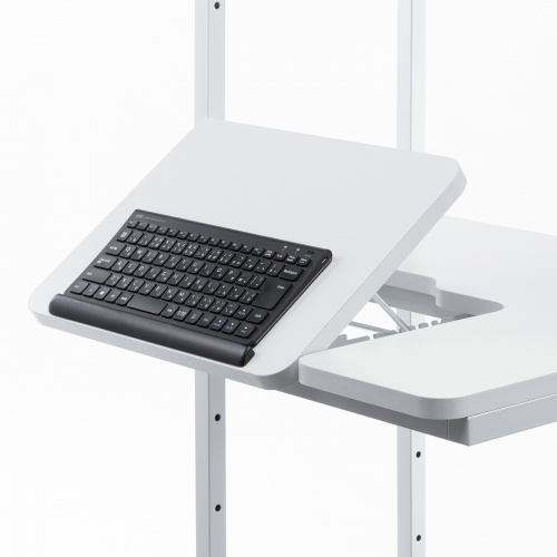 パソコンラック（チルト天板・5段階角度調整・幅65×奥行60×高さ140cm・キャスター付き）