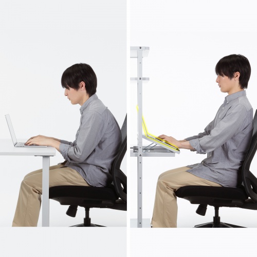 パソコンラック（チルト天板・5段階角度調整・幅65×奥行60×高さ140cm・キャスター付き）