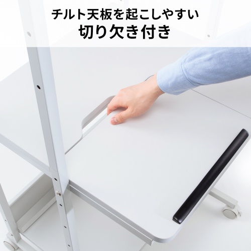 パソコンラック（チルト天板・5段階角度調整・幅65×奥行60×高さ140cm・キャスター付き）