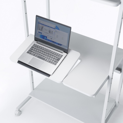 パソコンラック（チルト天板・5段階角度調整・幅80×D60×H140cm・キャスター付き）