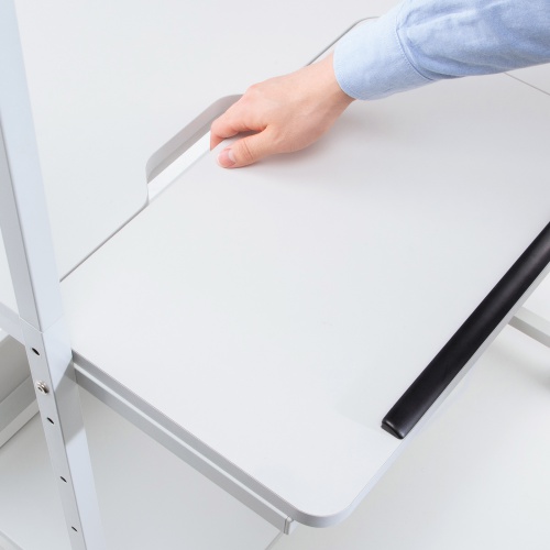 パソコンラック（チルト天板・5段階角度調整・幅80×D60×H140cm・キャスター付き）