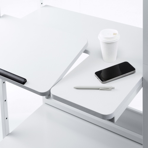 パソコンラック（チルト天板・5段階角度調整・幅80×D60×H140cm・キャスター付き）