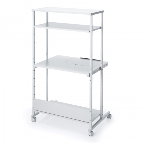 パソコンラック（チルト天板・5段階角度調整・幅80×D60×H140cm・キャスター付き）